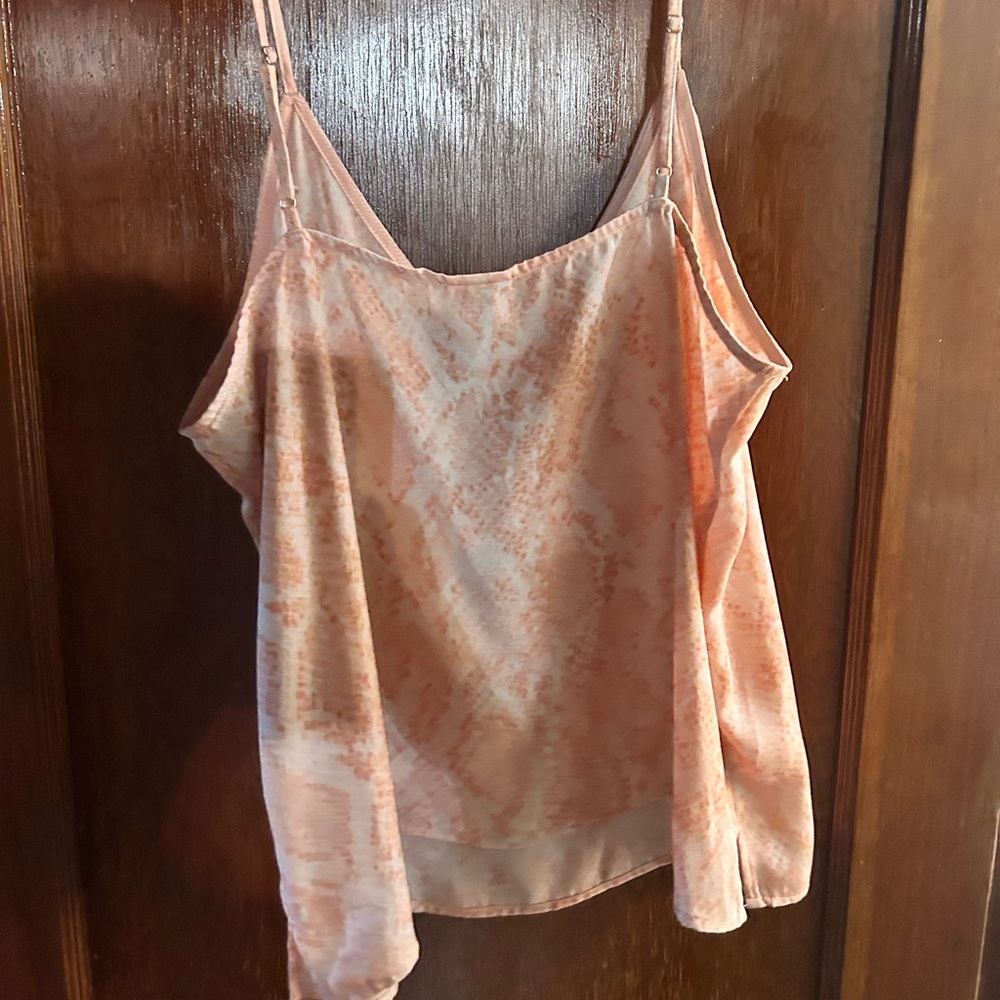 A New Day. Medium colorful blush pink and orange tank top.